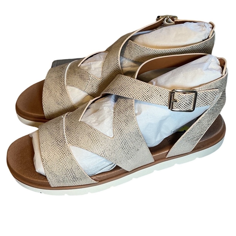 Volatile Smores Champagne Metallic Snakeskin Strappy Platform Sandals 10 PV1005